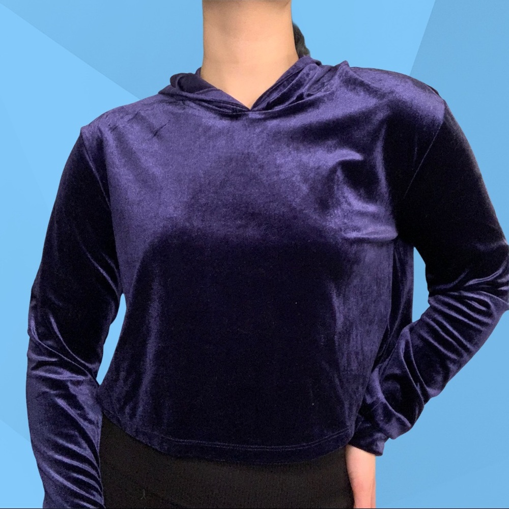 VELVET CROPPED HOODIE